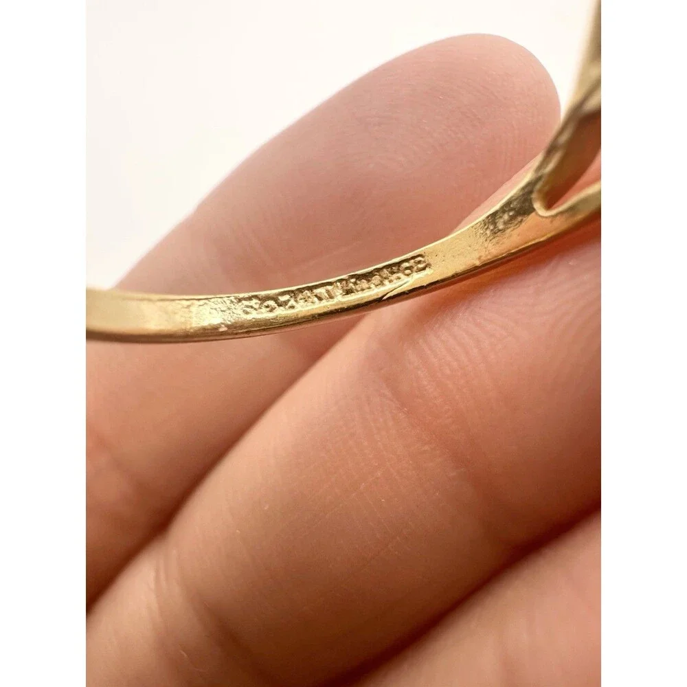 Lind Ring 24K HGE Garnet and Diamond Gold Electroplate Size 7.25